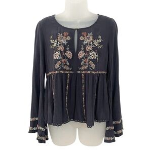 Embroidered Bell Sleeve Peplum Boho Top from American Eagle Outfitters